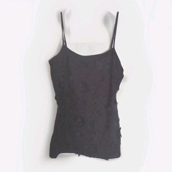 Ann Taylor Navy Blue Lace 3d floral Front Fitted Cami Tank Top m office career - Picture 1 of 5